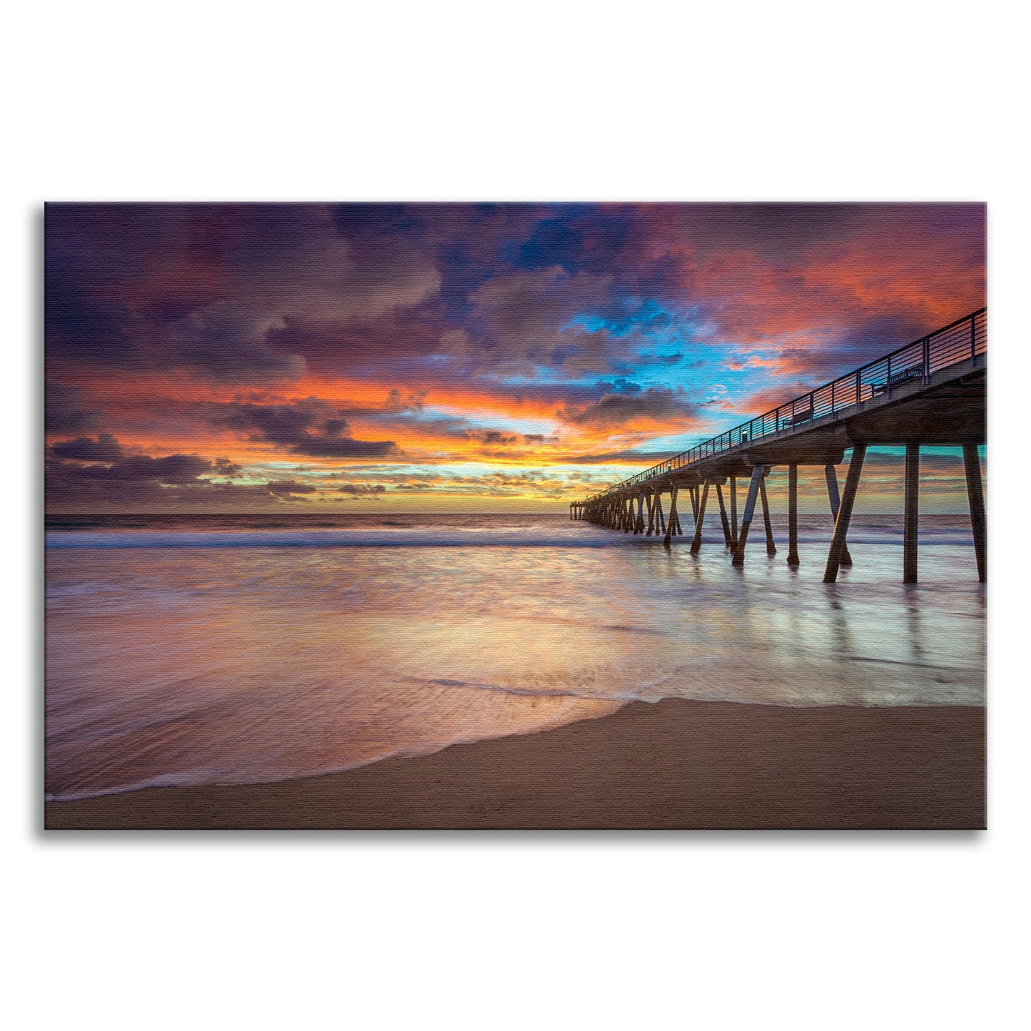 Dreamy Pier at Sunset Canvas Wall Art Prints