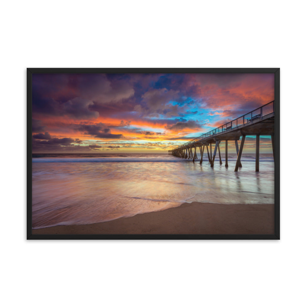Dreamy Pier at Sunset Framed Wall Art Print