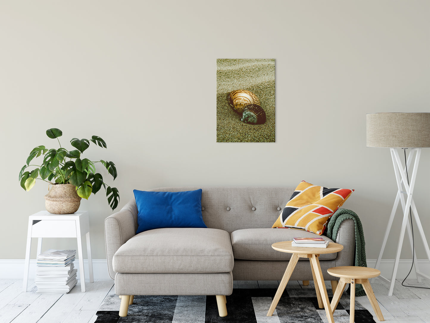 Dreamy Beach Sea Shells Colorized Coastal Nature Photo Fine Art Canvas Wall Art Prints 20" x 24" - PIPAFINEART