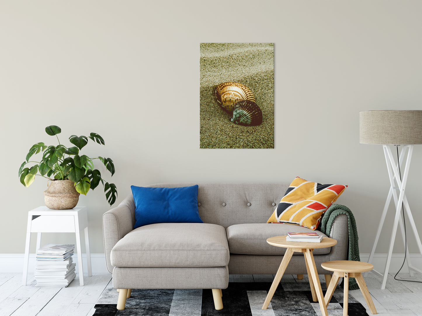 Dreamy Beach Sea Shells Colorized Coastal Nature Photo Fine Art Canvas Wall Art Prints 24" x 36" - PIPAFINEART