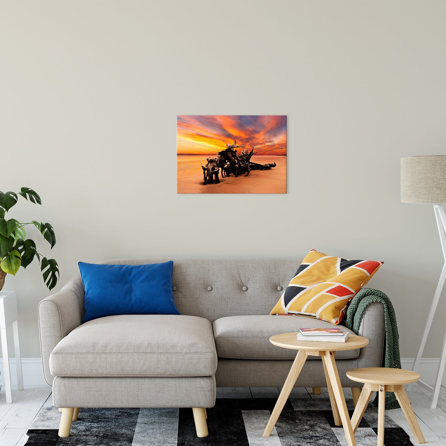 Horizontal Coastal Wall Art: Dried Tree Roots and Sunrise Boneyard Beach Jackson Florida Fine Art Canvas Wall Art Print 20" x 24"