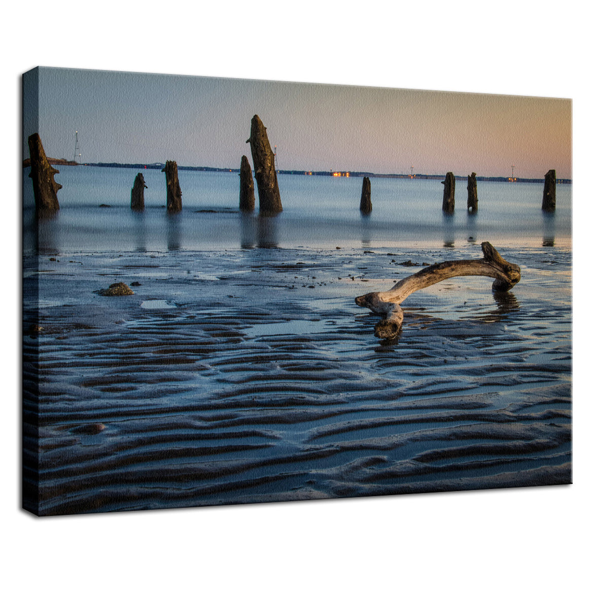 Driftwood And Sandbars Landscape Photo Fine Art Canvas Wall Art Prints - PIPAFINEART