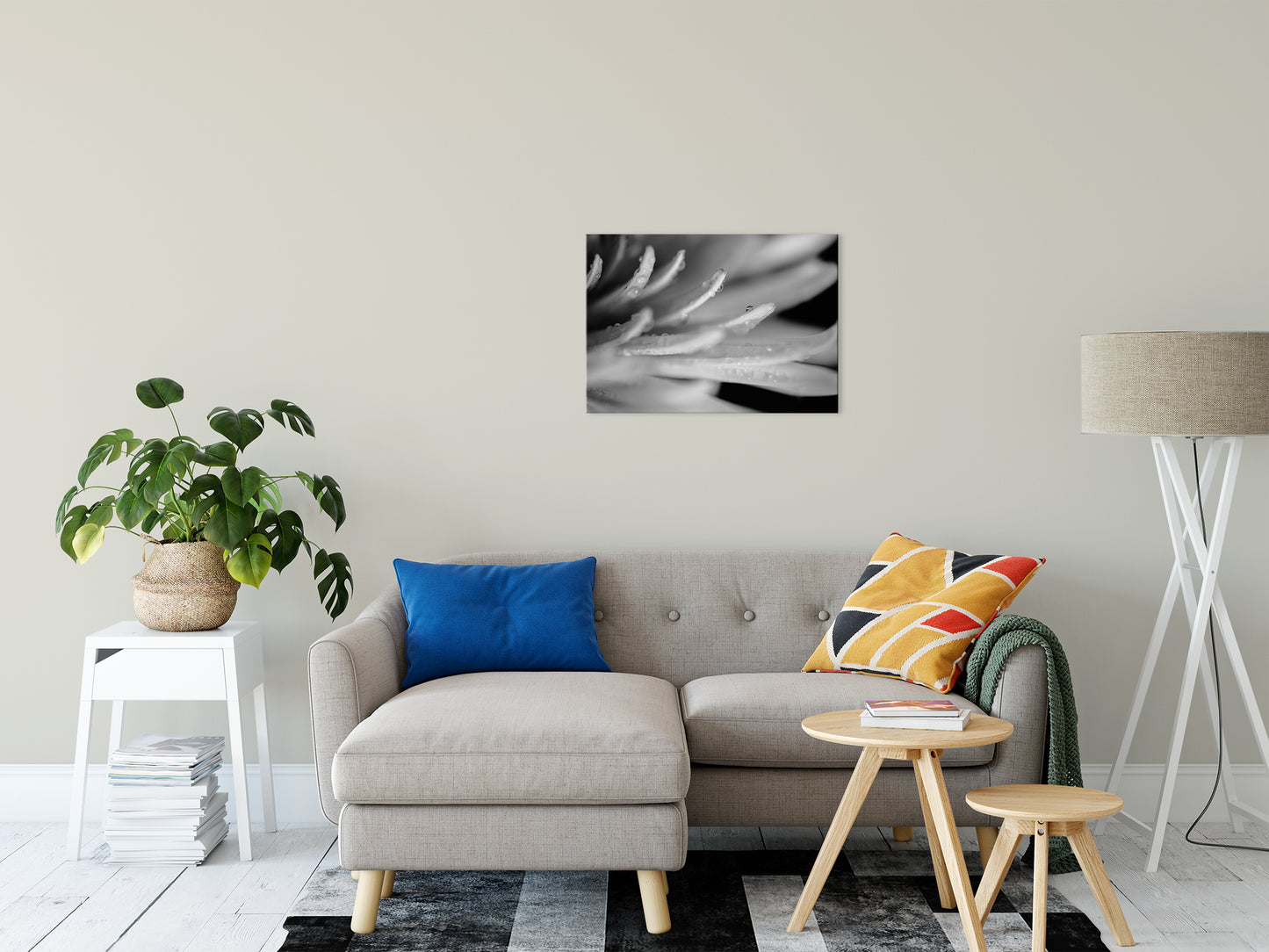 Droplets on Petals in Black & White Nature / Floral Photo Fine Art Canvas Wall Art Prints 20" x 30" - PIPAFINEART
