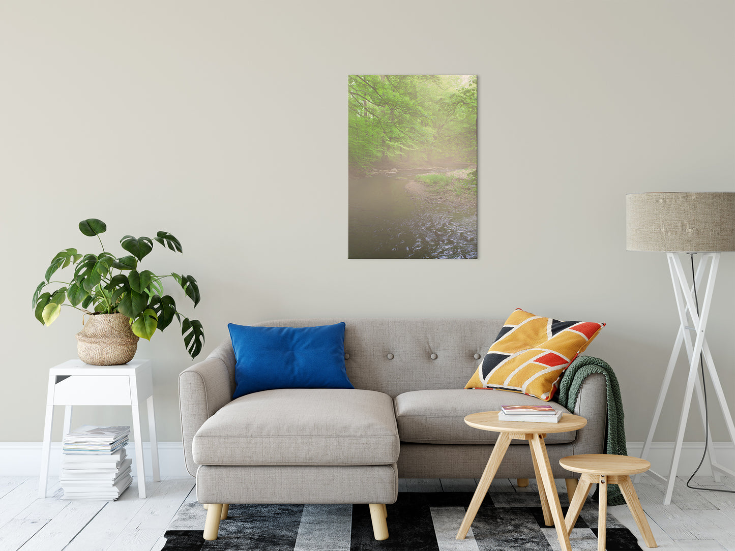 Early Morning Fog on the River Landscape Photo Fine Art Canvas Wall Art Prints 24" x 36" - PIPAFINEART