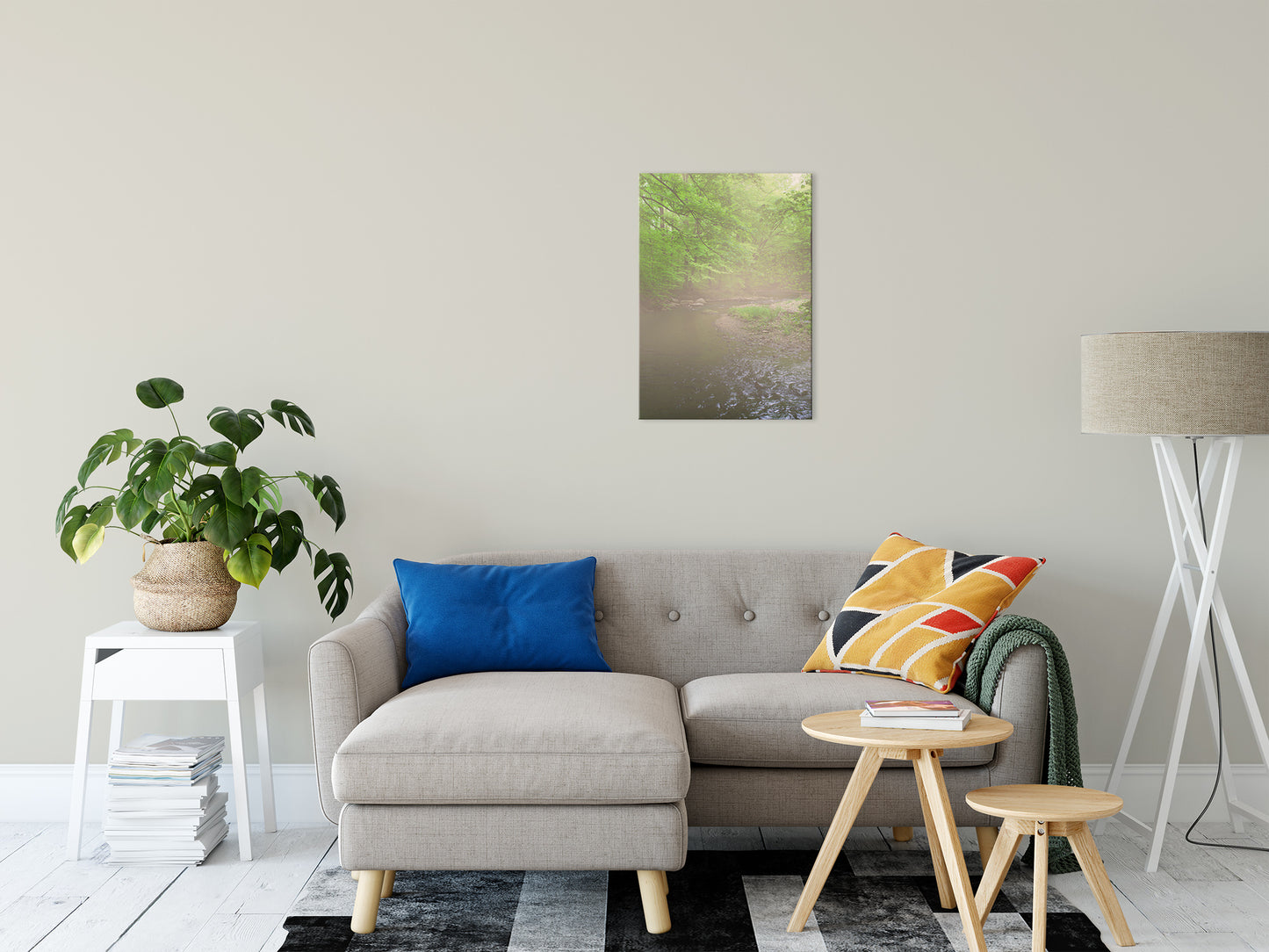Early Morning Fog on the River Landscape Photo Fine Art Canvas Wall Art Prints 20" x 24" - PIPAFINEART