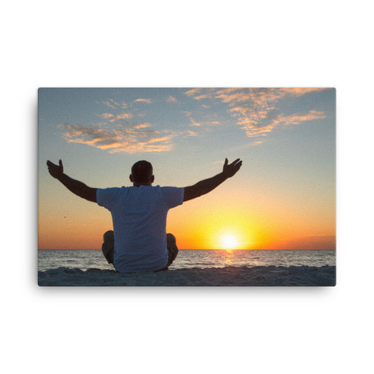 Embrace The Light Sunset Coastal Landscape Photo Canvas Wall Art Print