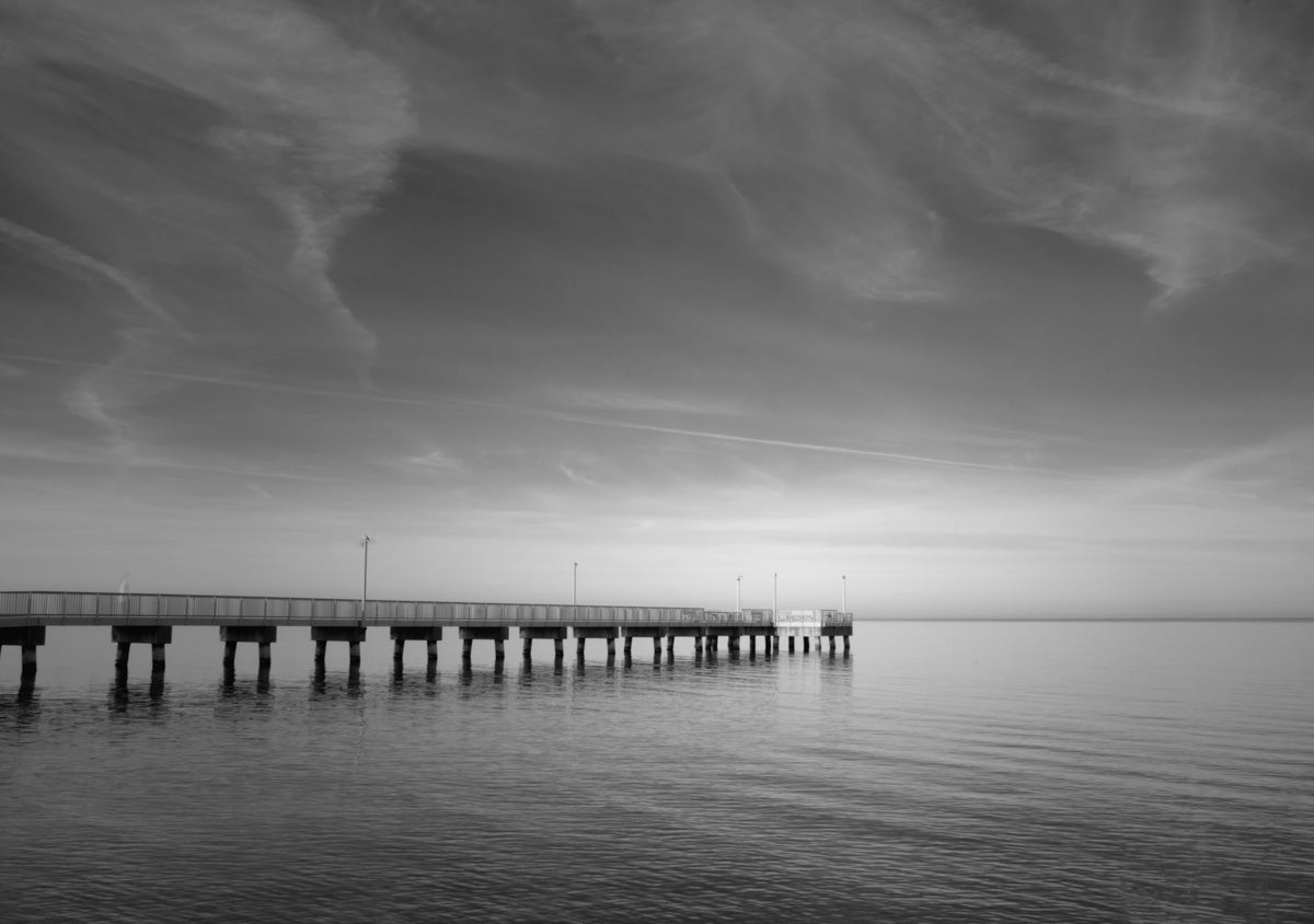 End of the Pier Black and White Coastal Landscape Fine Art Canvas Wall Art Prints - PIPAFINEART