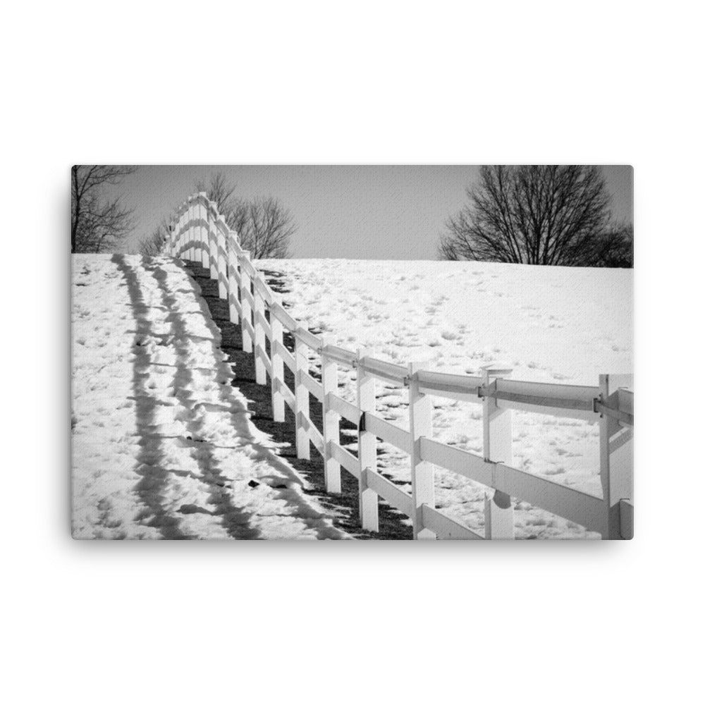 Endless Fences Black and White Rural Landscape Canvas Wall Art Prints