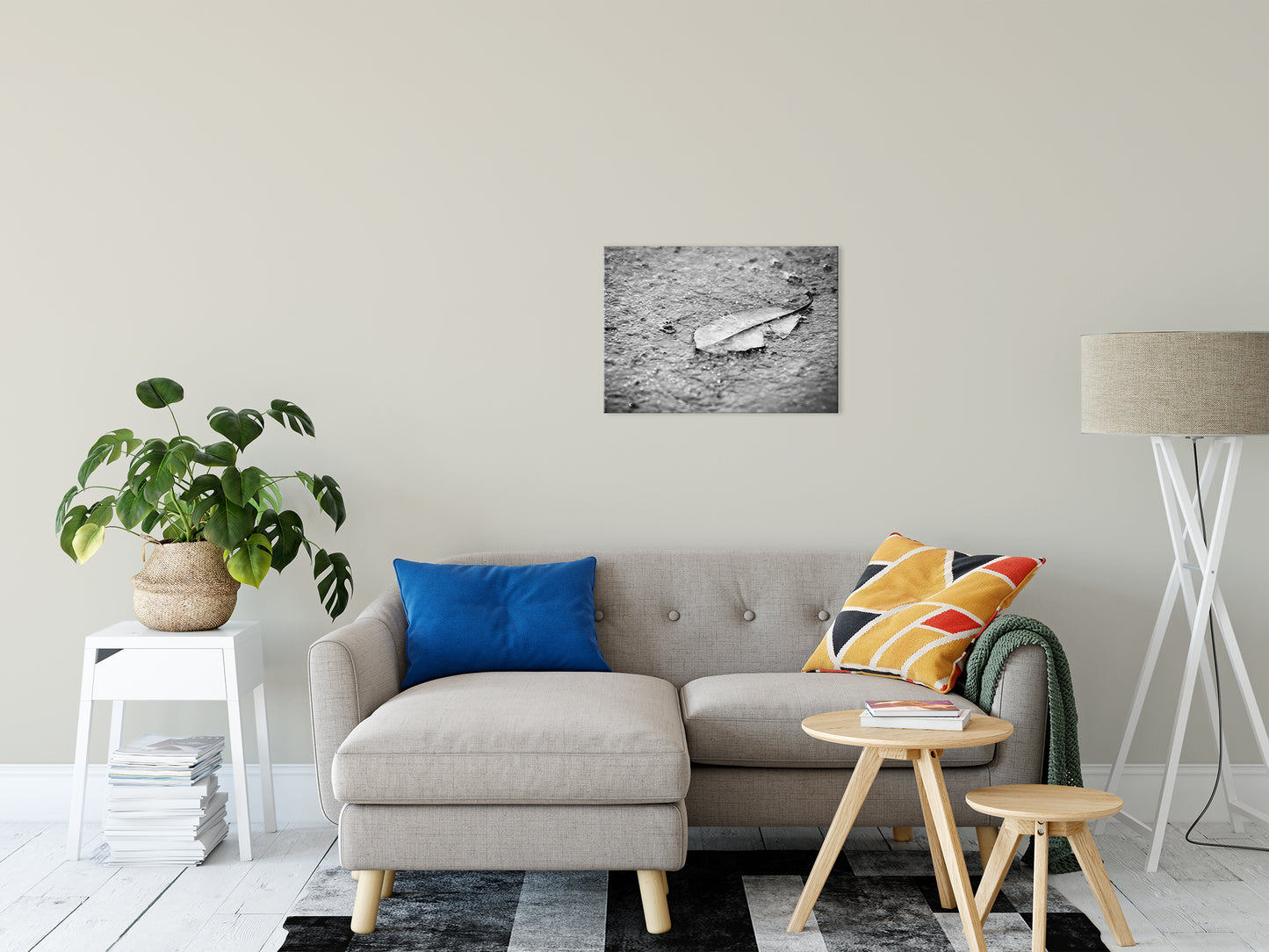 Fallen Leaf in the Rain in Black & White Botanical Photo Fine Art Canvas Wall Art Prints 20" x 24" - PIPAFINEART