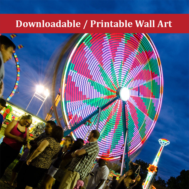 Ferris Wheel 1 Urban Night Landscape Photo DIY Wall Decor Instant Download Print - Printable - PIPAFINEART