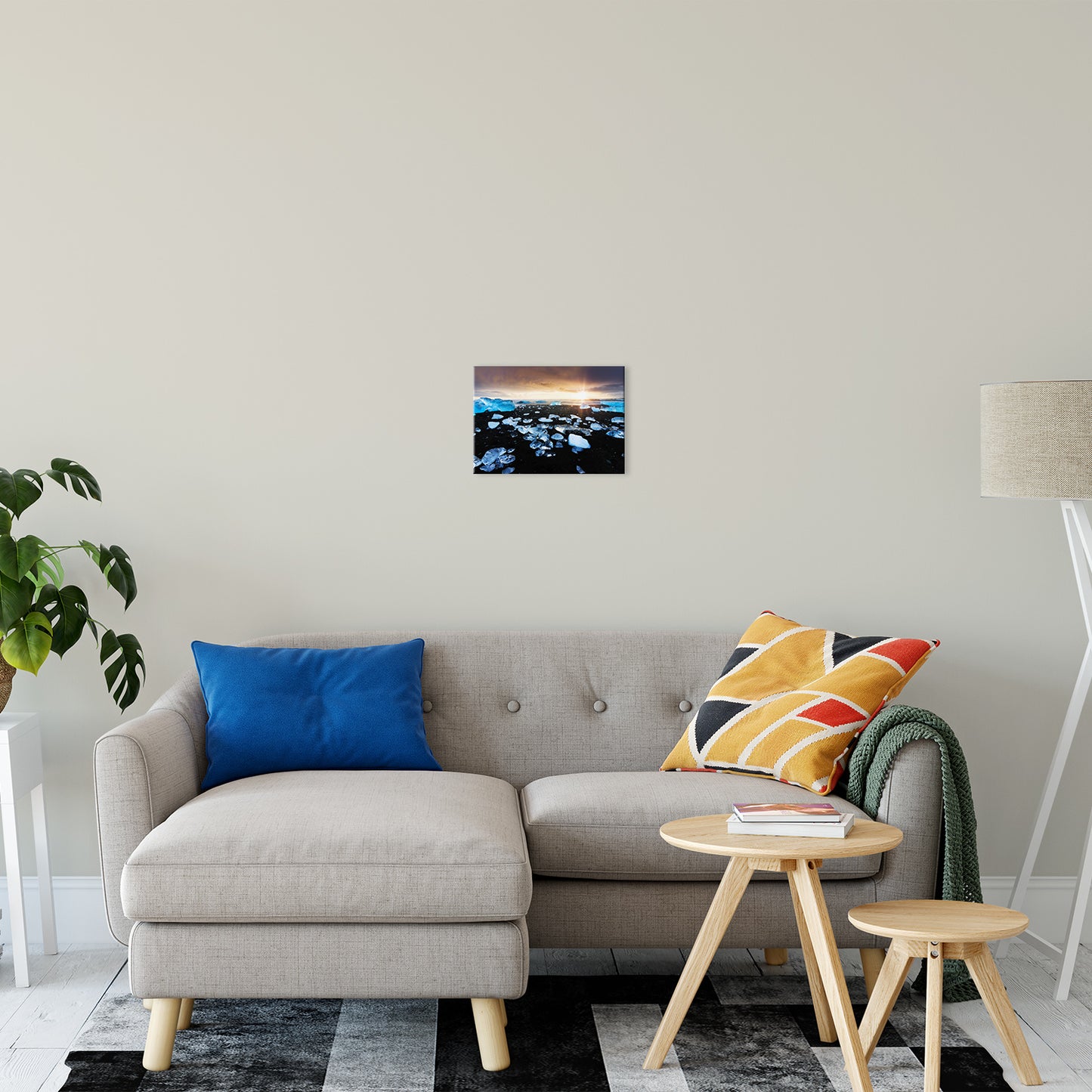 Fire and Ice Black Sand Sunset Coastal Landscape Fine Art Canvas Wall Art Prints 11" x 14" - PIPAFINEART