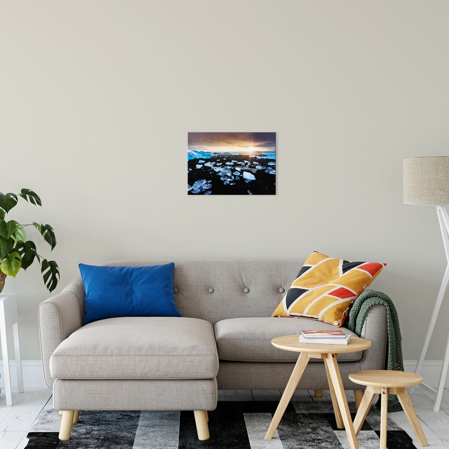 Fire and Ice Black Sand Sunset Coastal Landscape Fine Art Canvas Wall Art Prints 16" x 20" - PIPAFINEART