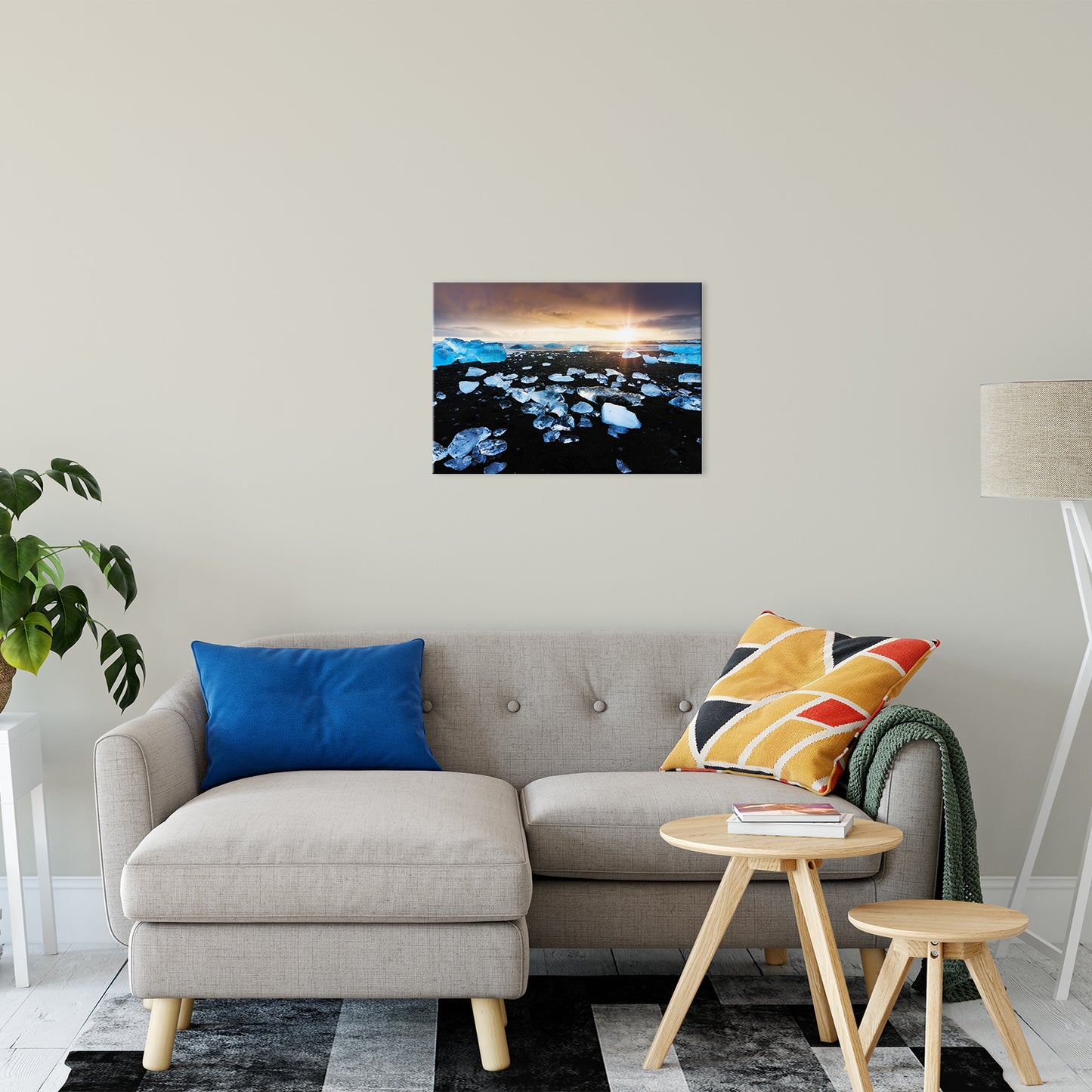 Fire and Ice Black Sand Sunset Coastal Landscape Fine Art Canvas Wall Art Prints 20" x 24" - PIPAFINEART