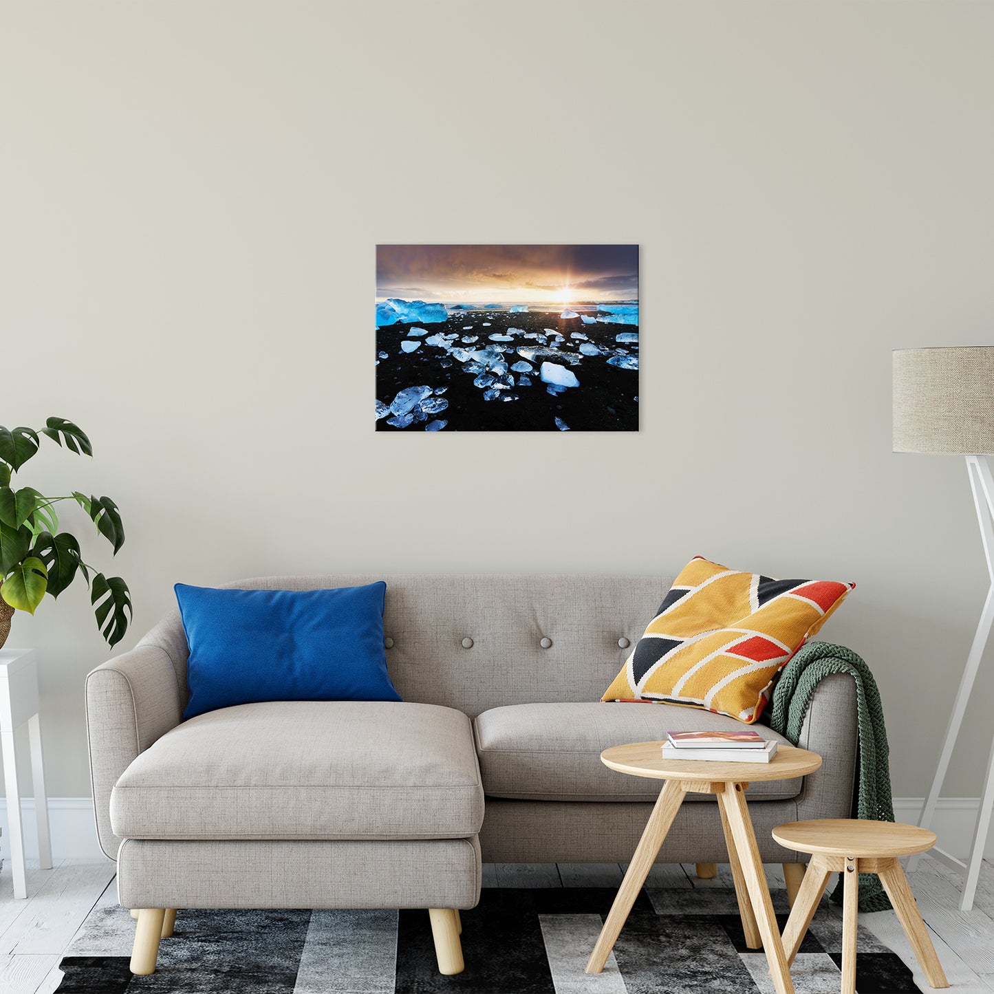 Fire and Ice Black Sand Sunset Coastal Landscape Fine Art Canvas Wall Art Prints 20" x 30" - PIPAFINEART