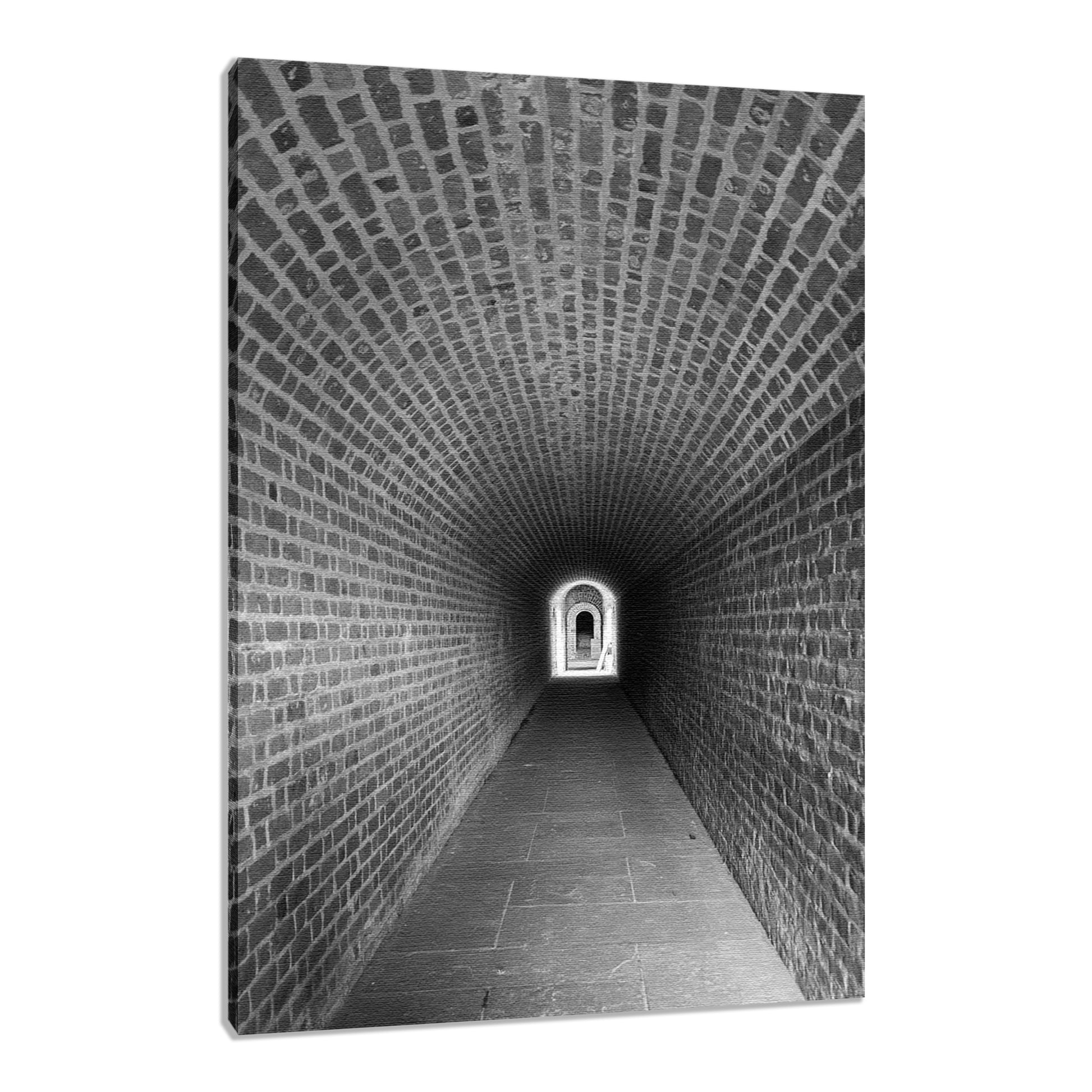 Industrial Wall Decor Living Room: Fort Clinch Tunnel Black and White Architecture Photo Fine Art Canvas Wall Art Print