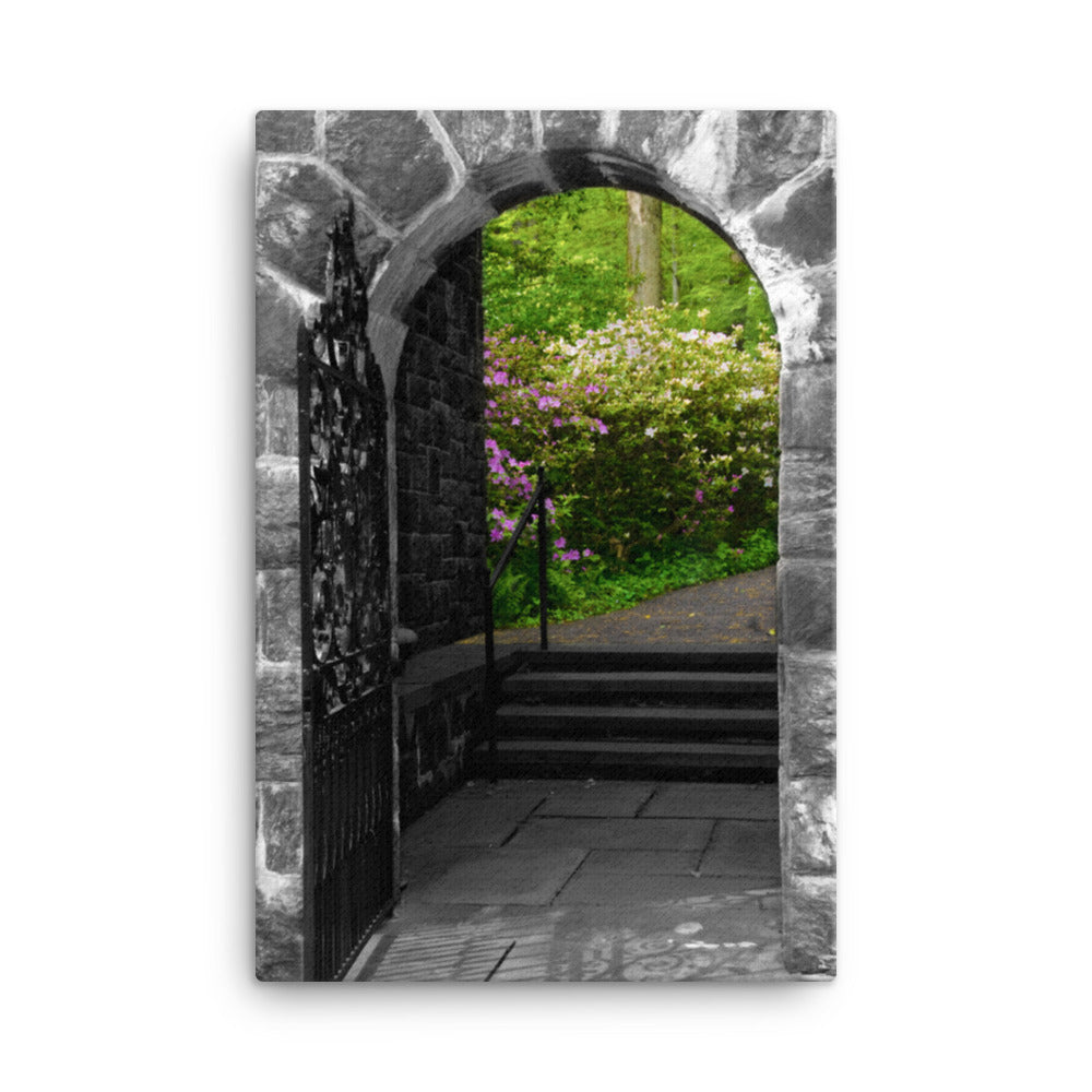 Garden Entryway Black and White Floral Nature Canvas Wall Art Prints