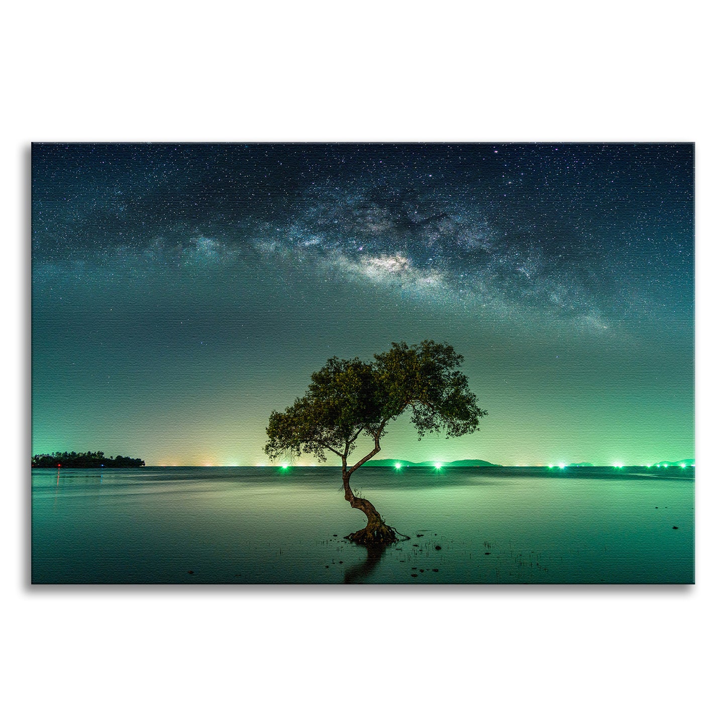 Glowing Milky Way Galaxy with Tree Canvas Wall Art Prints