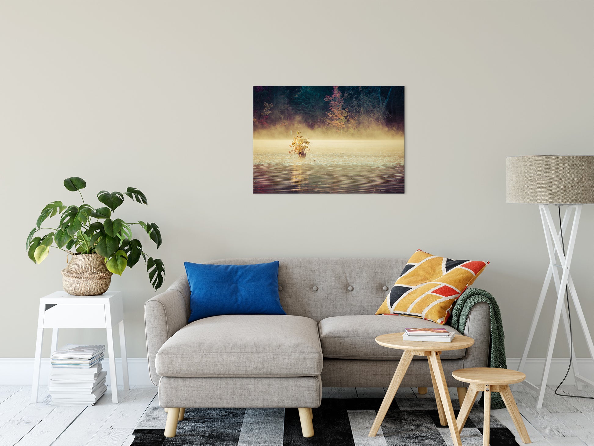 Golden Mist on Waples Pond Landscape Photo Fine Art Canvas Wall Art Prints 24" x 36" - PIPAFINEART