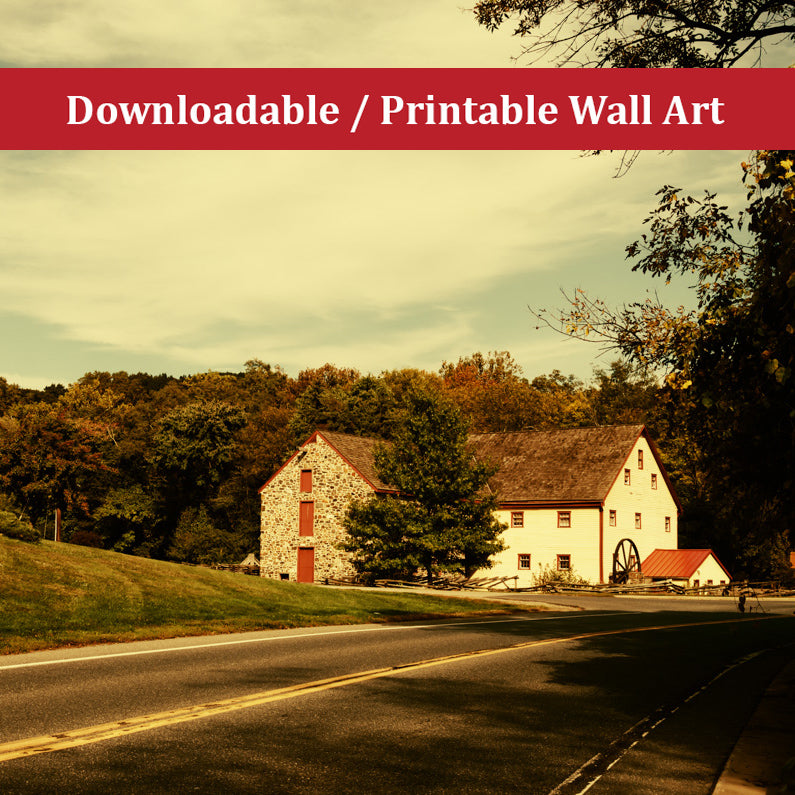 Greenbank Mill Colorized Landscape Photo DIY Wall Decor Instant Download Print - Printable - PIPAFINEART