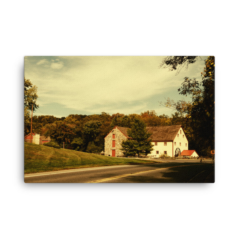 Greenbank Mill Summer Colorized Rustic Landscape Photo Canvas Wall Art Prints