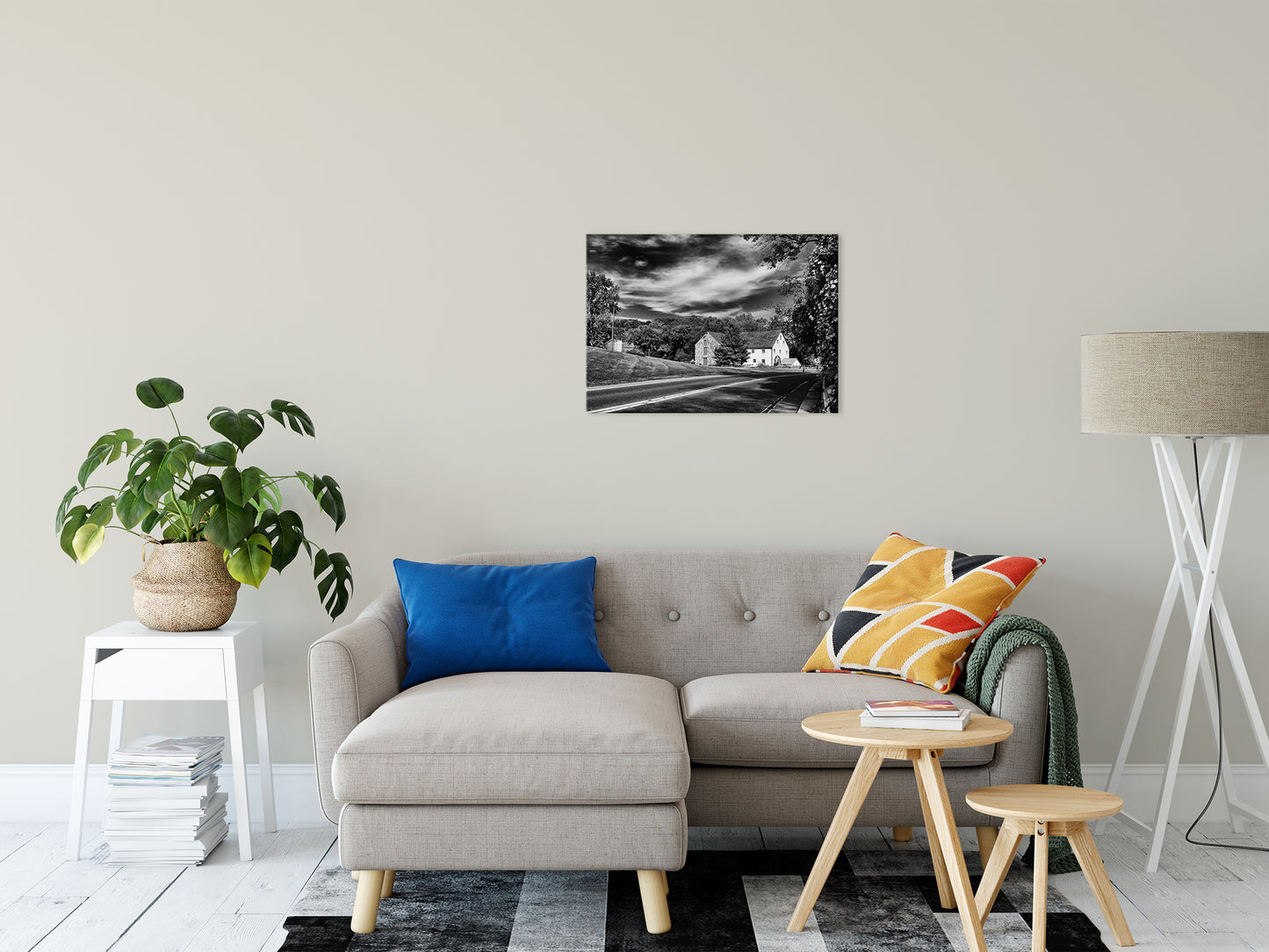 Greenbank Mill Summer in Black and White Fine Art Canvas Wall Art Prints 20" x 30" - PIPAFINEART