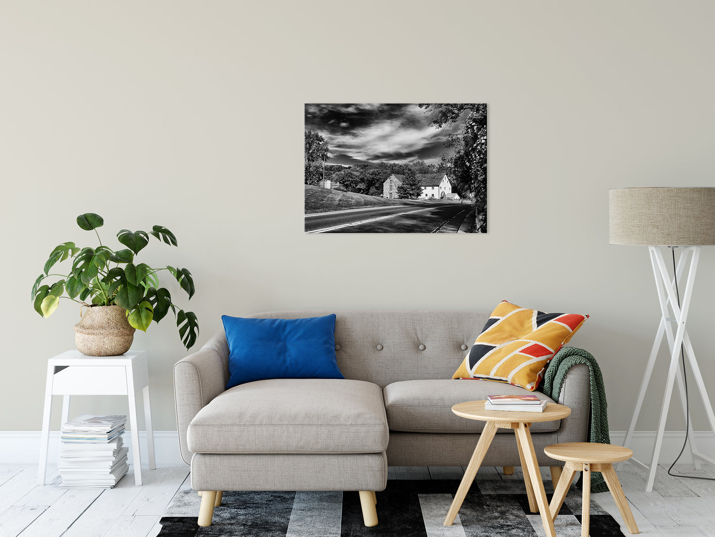 Greenbank Mill Summer in Black and White Fine Art Canvas Wall Art Prints 24" x 36" - PIPAFINEART