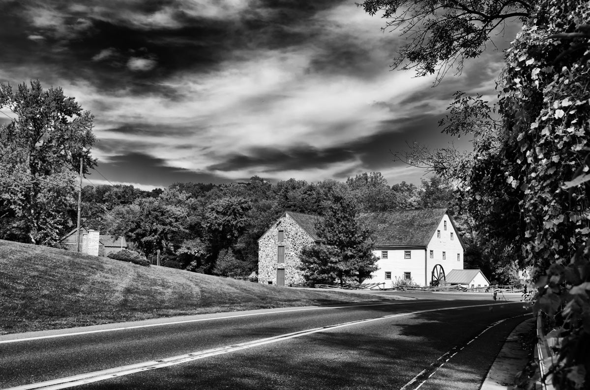 Greenbank Mill Summer in Black and White Fine Art Canvas Wall Art Prints - PIPAFINEART