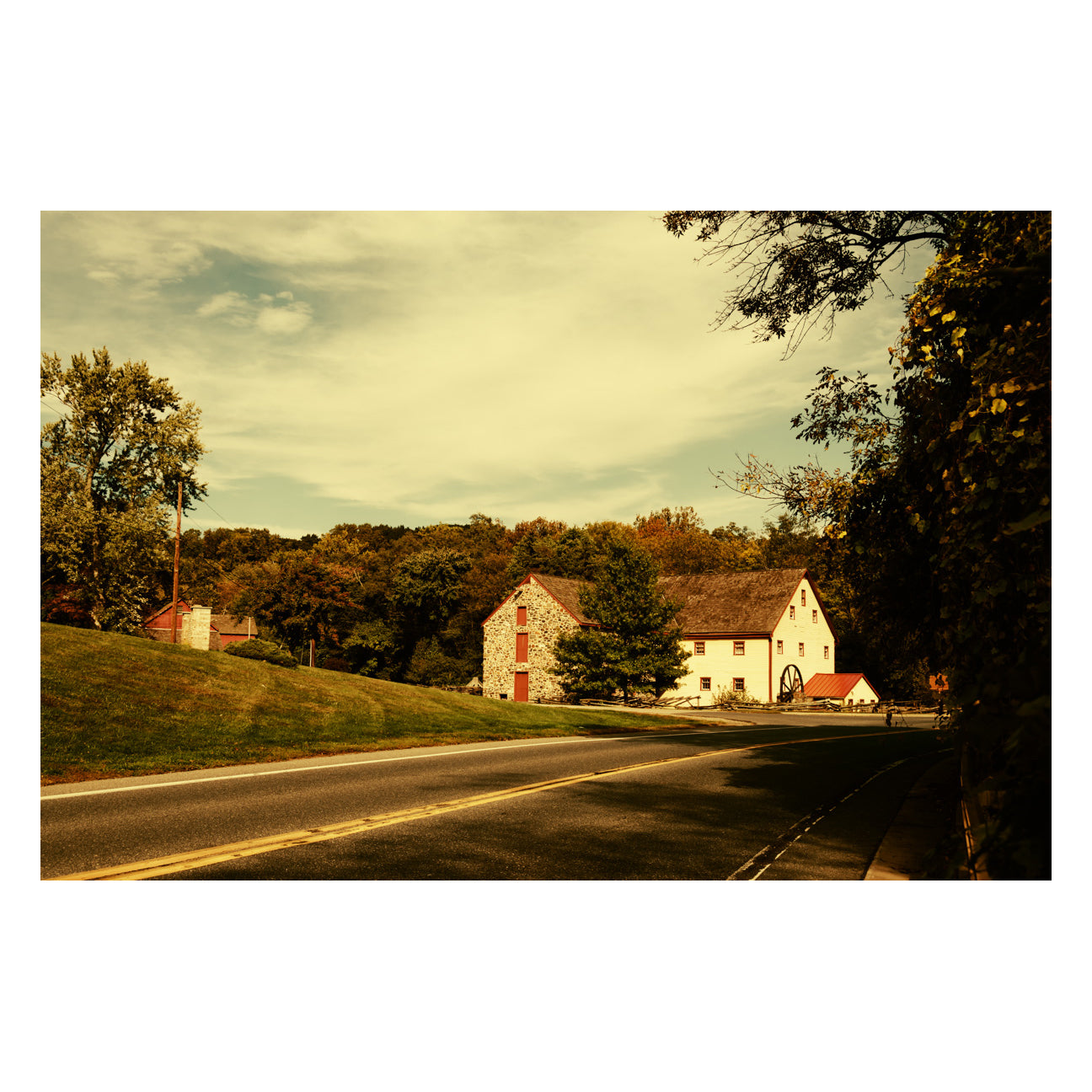 Greenbank Mill Summer Colorized Rural Landscape Fine Art Canvas Wall Art Prints - PIPAFINEART