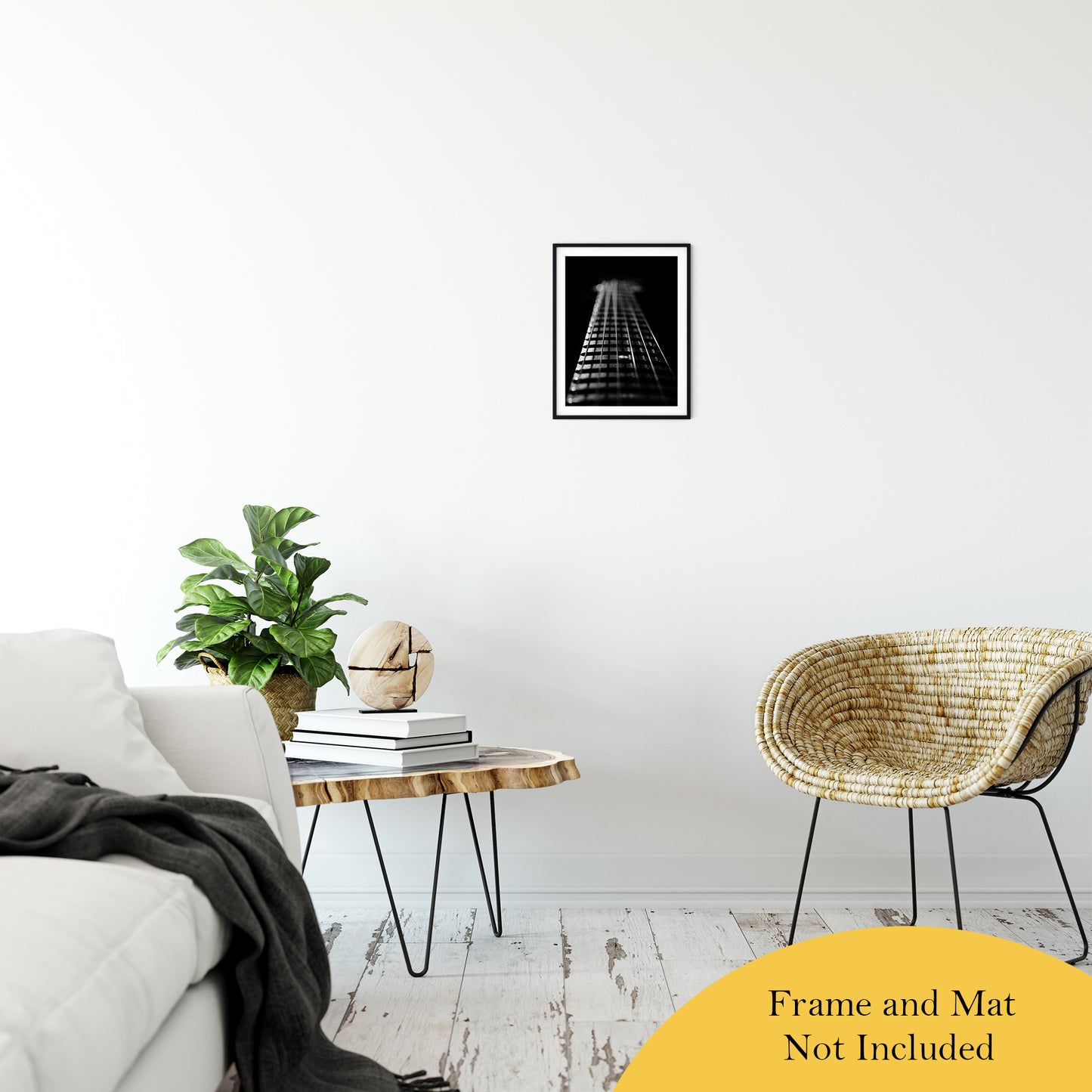 Frets and Cords Black and White Abstract Photo Fine Art Canvas & Unframed Wall Art Prints 11" x 14" / Classic Paper - Unframed - PIPAFINEART