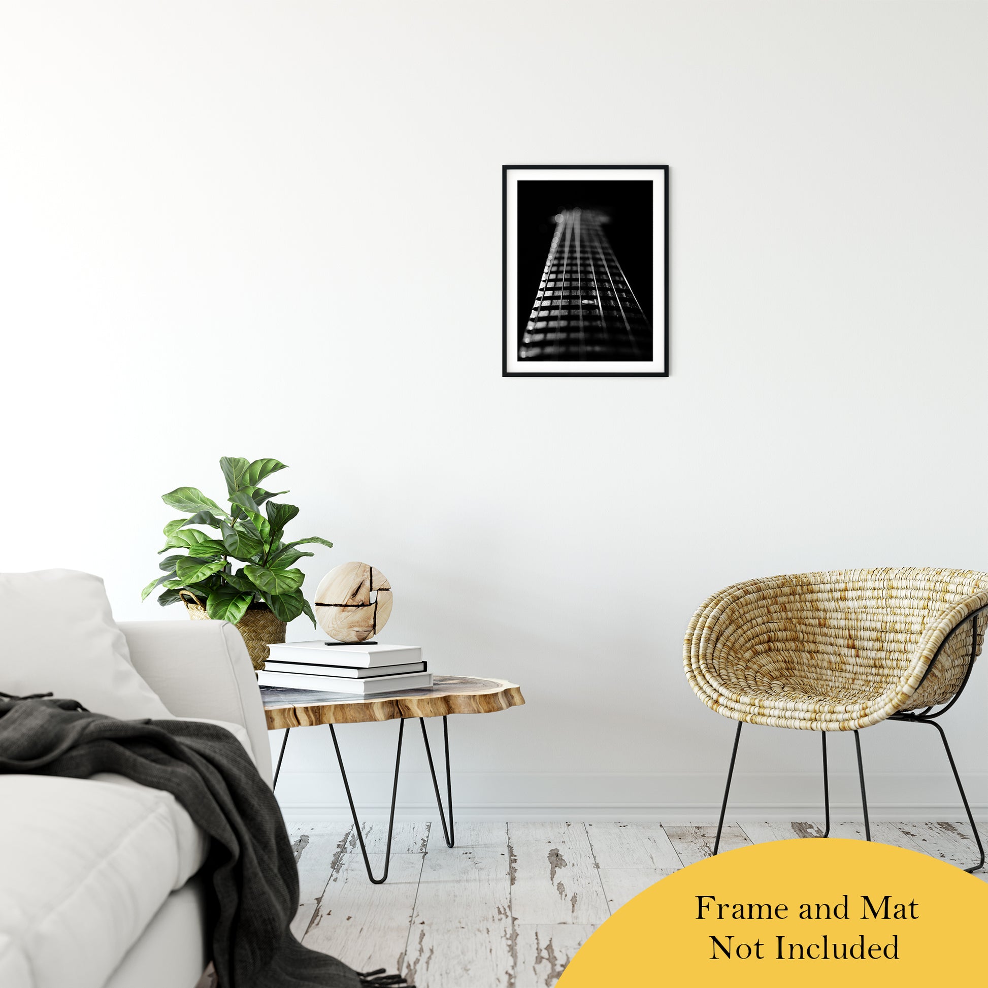 Frets and Cords Black and White Abstract Photo Fine Art Canvas & Unframed Wall Art Prints 16" x 20" / Classic Paper - Unframed - PIPAFINEART