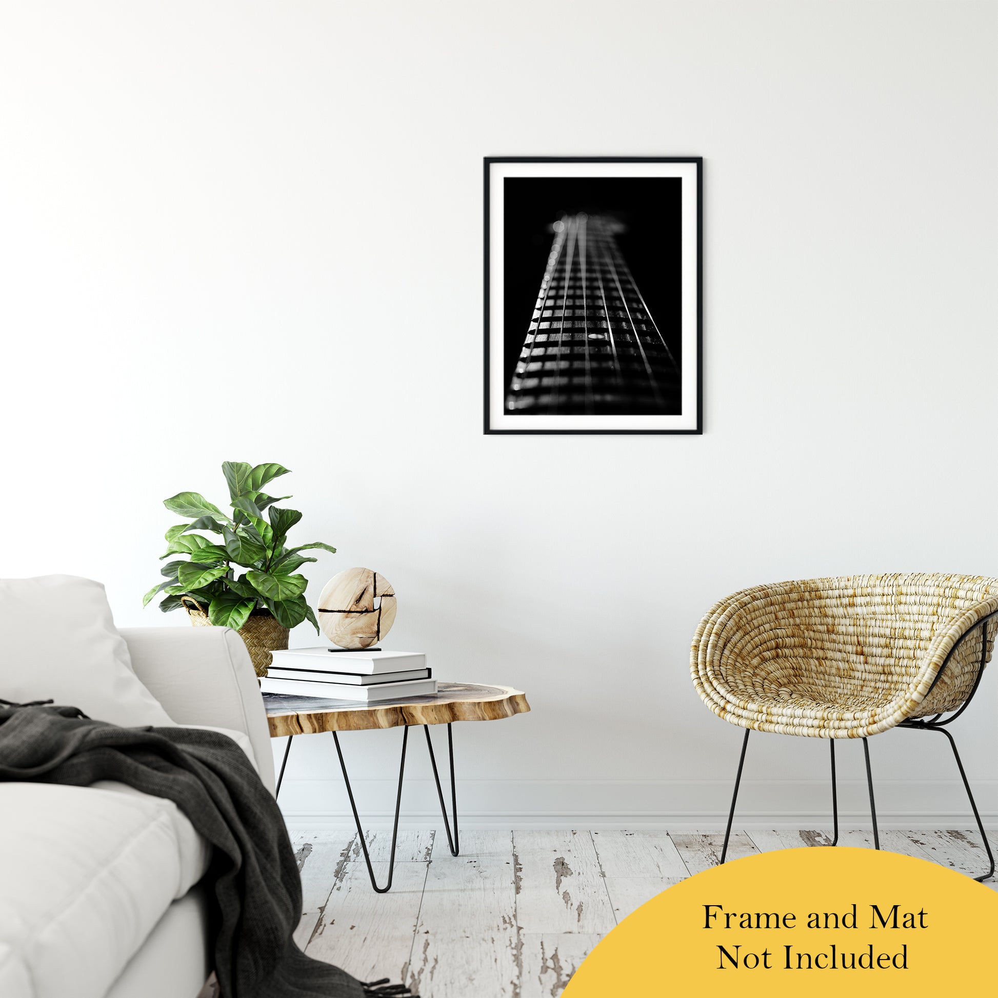 Frets and Cords Black and White Abstract Photo Fine Art Canvas & Unframed Wall Art Prints 20" x 30" / Classic Paper - Unframed - PIPAFINEART