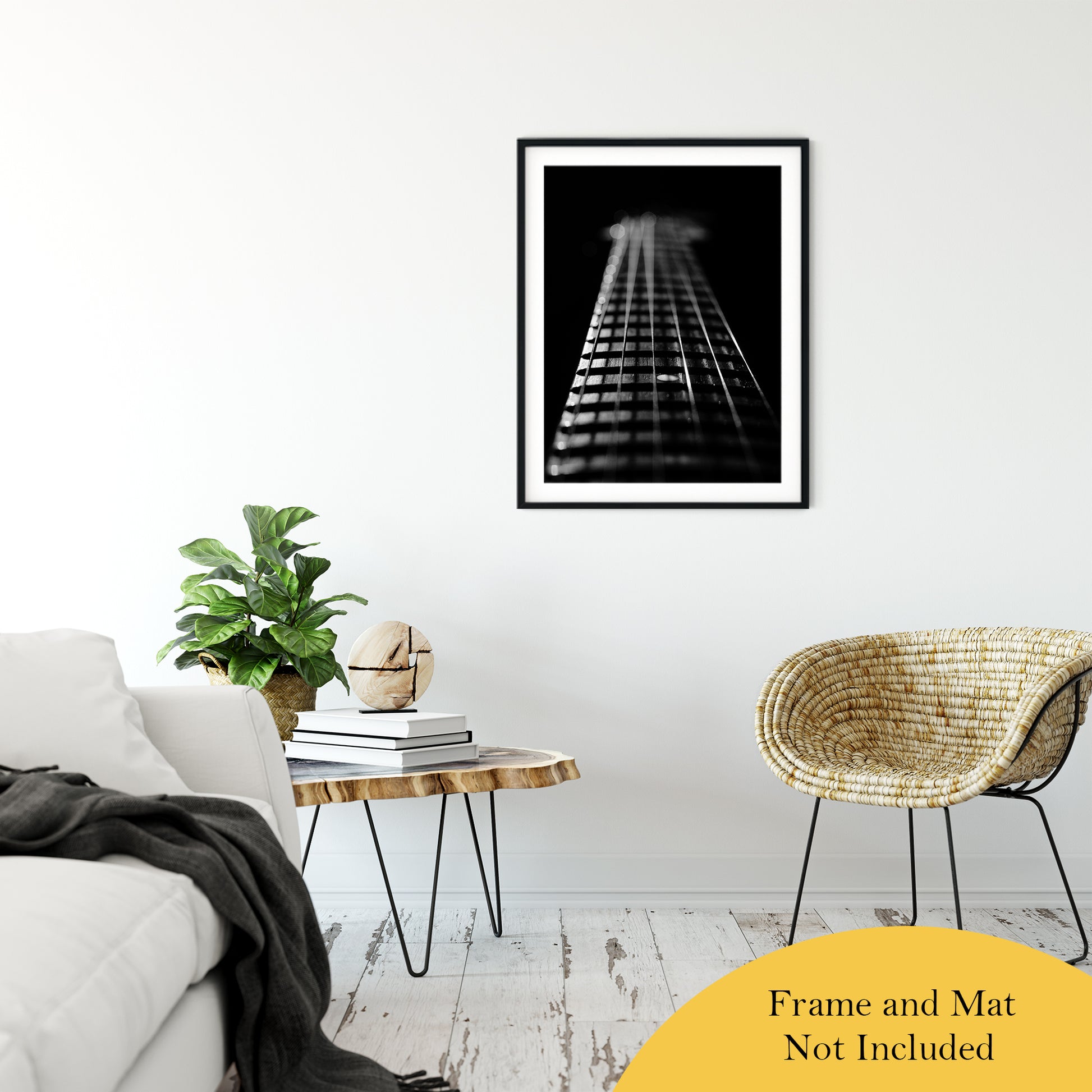 Frets and Cords Black and White Abstract Photo Fine Art Canvas & Unframed Wall Art Prints 24" x 36" / Classic Paper - Unframed - PIPAFINEART