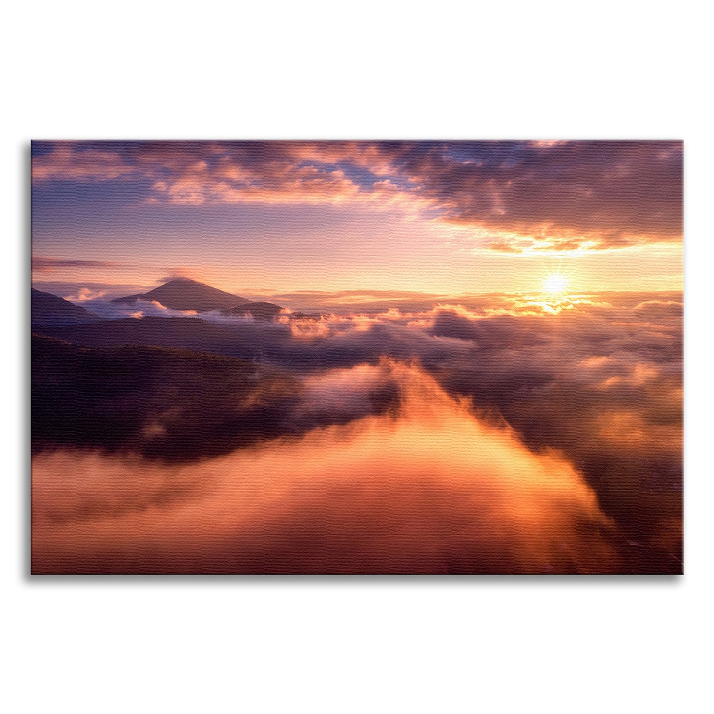 Heaven On Earth Mountains in Clouds at Sunrise Landscape Photo Canvas Wall Art Prints