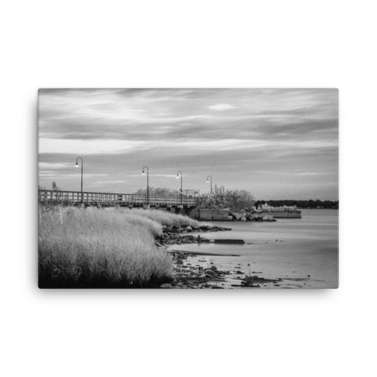 Historic New Castle 2 Black and White Coastal Landscape Canvas Wall Art Prints