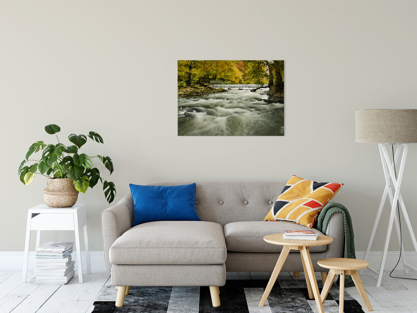 Waterfalls in the Autumn Foliage Landscape Fine Art Canvas Wall Art Prints 24" x 36" - PIPAFINEART