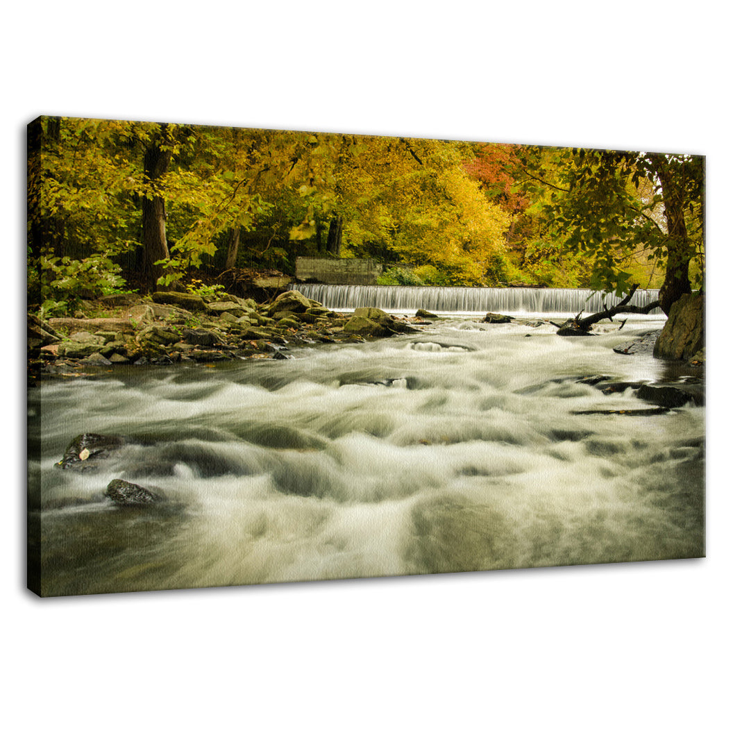 Waterfalls in the Autumn Foliage Landscape Fine Art Canvas Wall Art Prints - PIPAFINEART