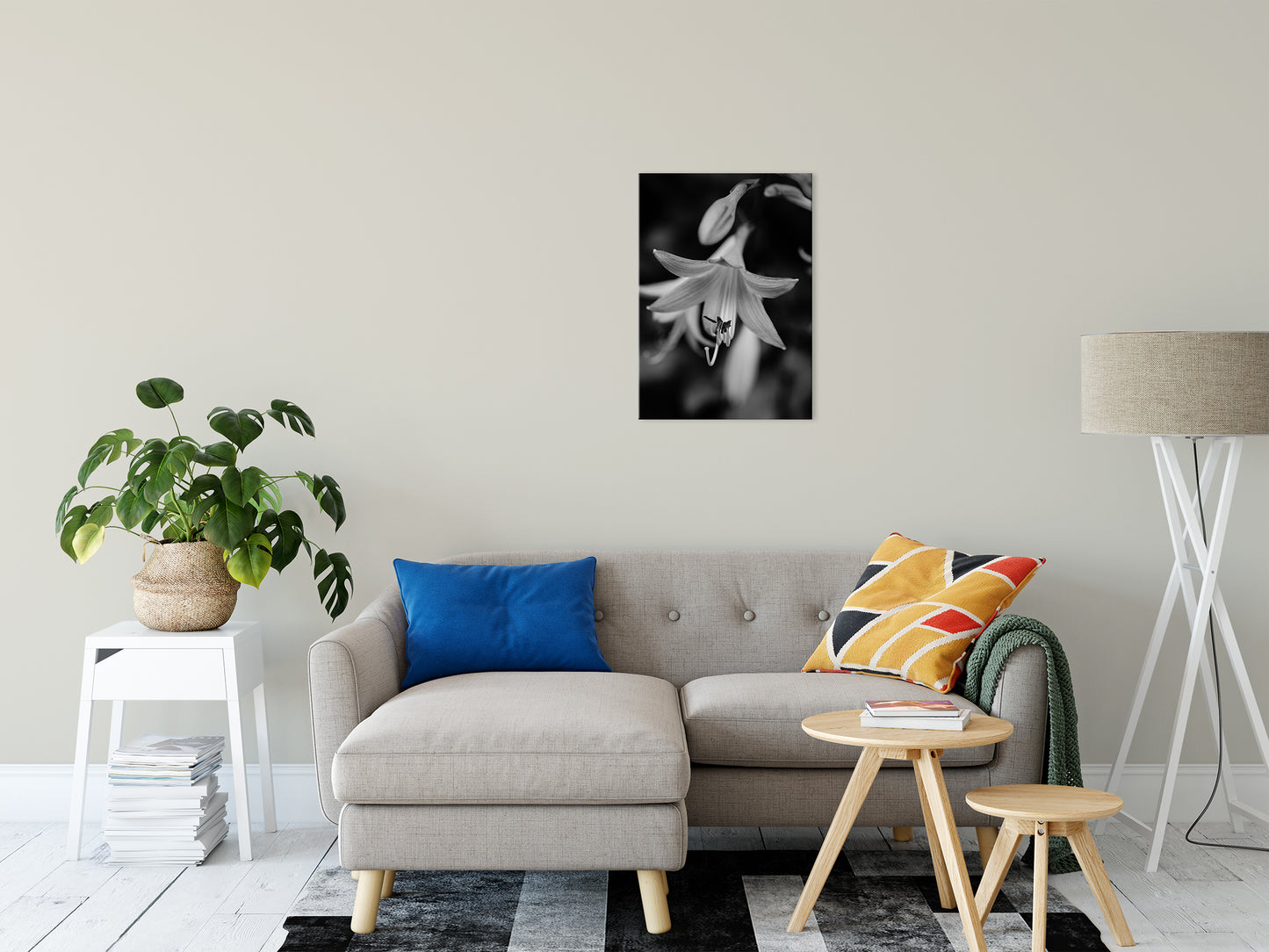 Hosta Bloom in Black & White Nature / Floral Photo Fine Art Canvas Wall Art Prints 20" x 24" - PIPAFINEART