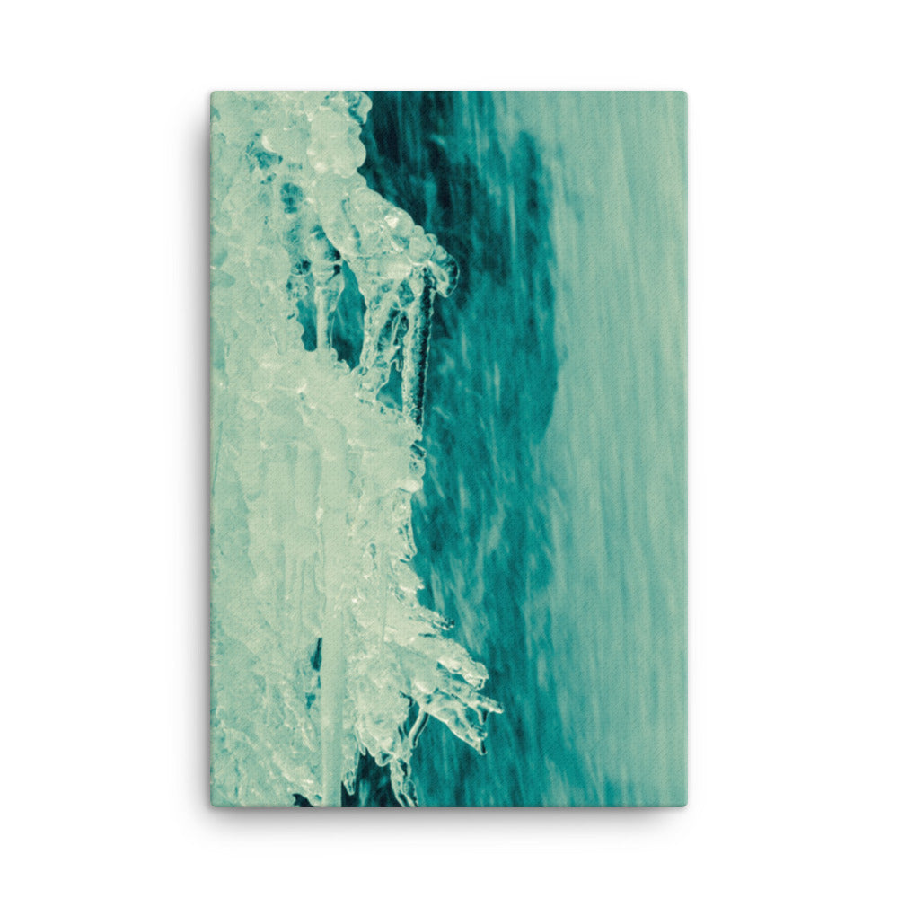 Ice and Falls Rustic Nature Photograph Canvas Wall Art Prints