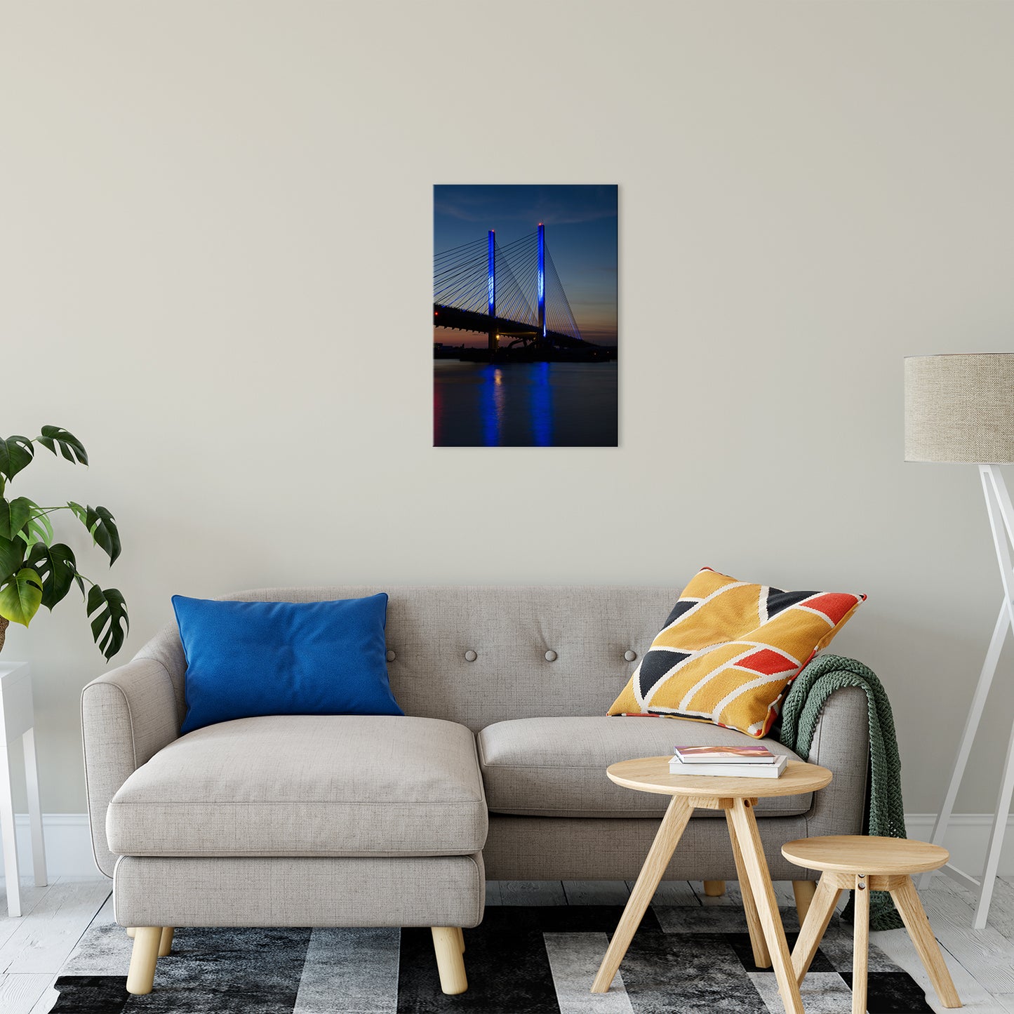 Indian River Bridge 2 Night Photo Fine Art Canvas Wall Art Prints 20" x 24" - PIPAFINEART