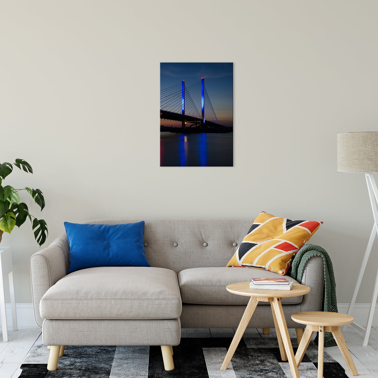 Indian River Bridge 2 Night Photo Fine Art Canvas Wall Art Prints 20" x 30" - PIPAFINEART
