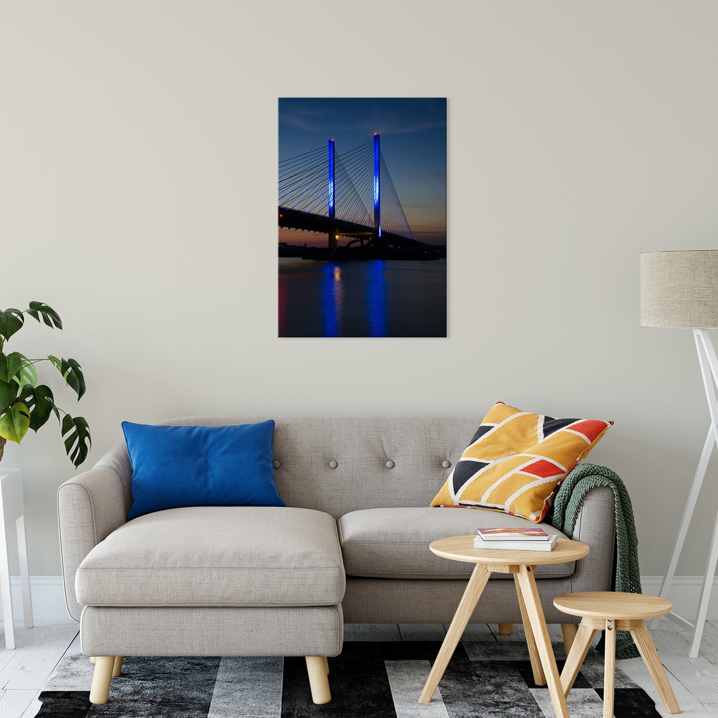 Indian River Bridge 2 Night Photo Fine Art Canvas Wall Art Prints 24" x 36" - PIPAFINEART