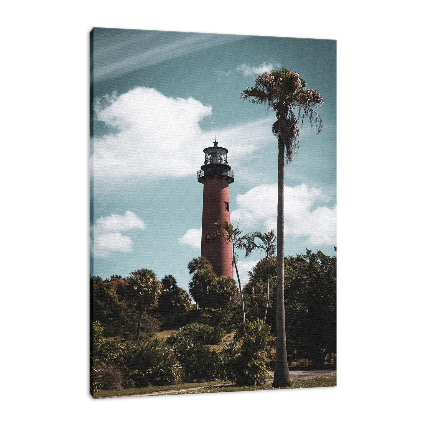 Jupiter Lighthouse Colorized Coastal Landscape Photo Fine Art Canvas Wall Art Prints - PIPAFINEART