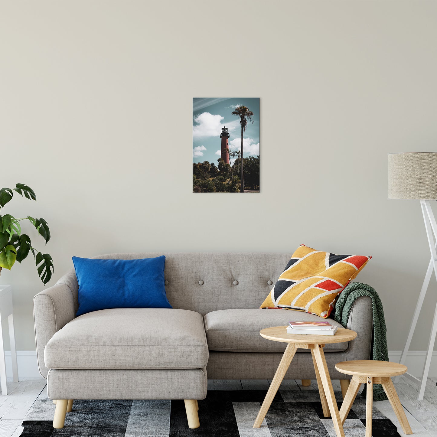 Jupiter Lighthouse Colorized Coastal Landscape Photo Fine Art Canvas Wall Art Prints 16" x 20" - PIPAFINEART