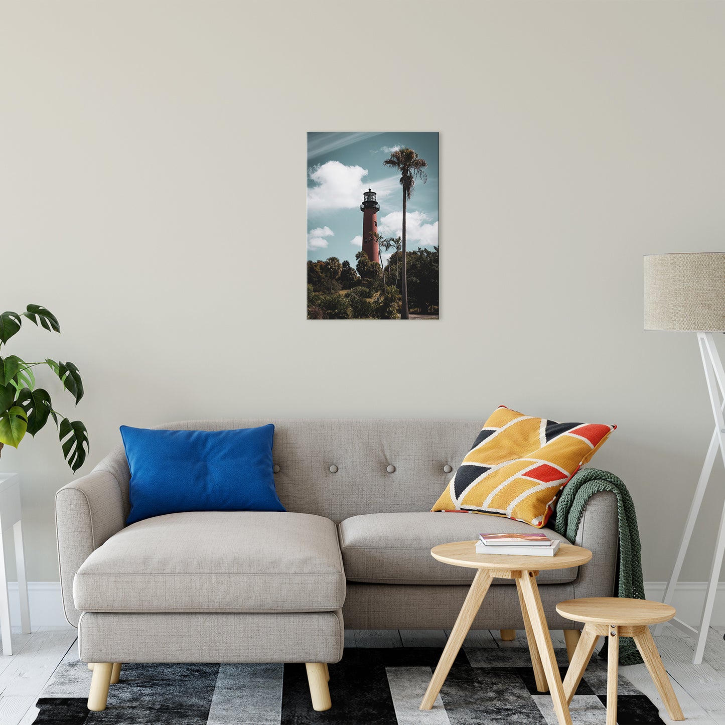 Jupiter Lighthouse Colorized Coastal Landscape Photo Fine Art Canvas Wall Art Prints 20" x 24" - PIPAFINEART