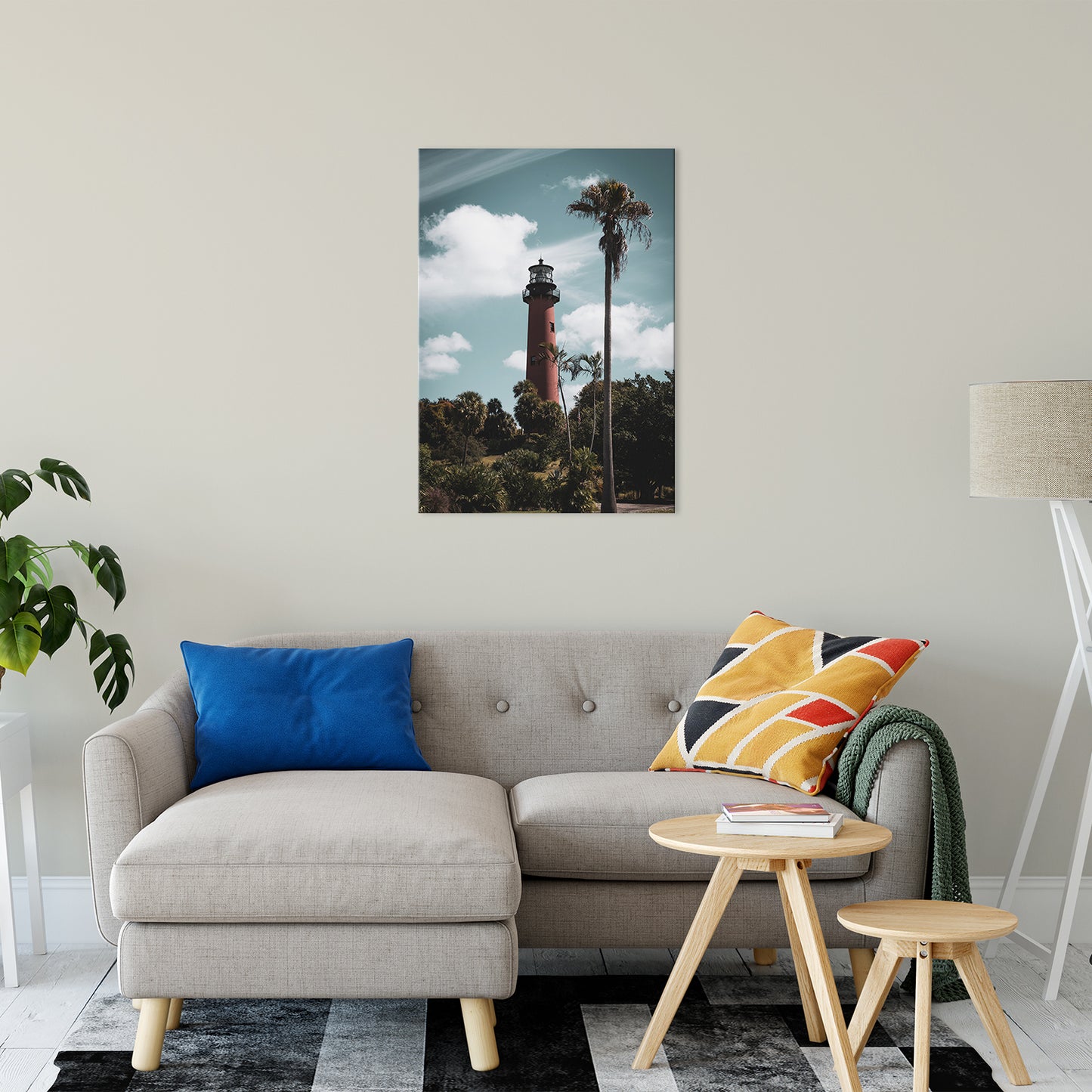 Jupiter Lighthouse Colorized Coastal Landscape Photo Fine Art Canvas Wall Art Prints 24" x 36" - PIPAFINEART