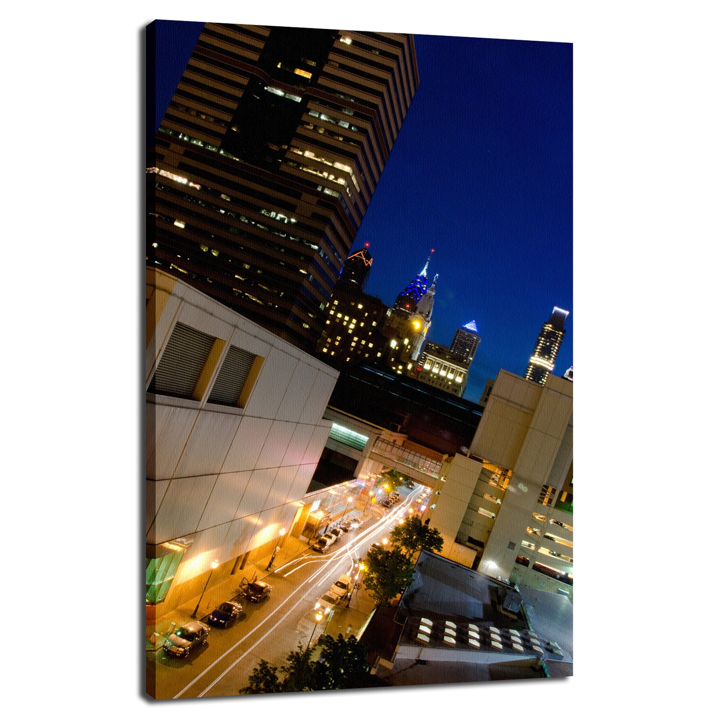 Light Trails in Philly Night Photo Fine Art Canvas Wall Art Prints - PIPAFINEART