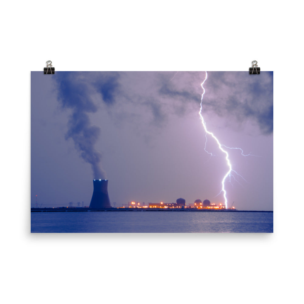 Lightning And Salem Power Plant 2 Urban Landscape Loose Unframed Wall Art Prints - PIPAFINEART