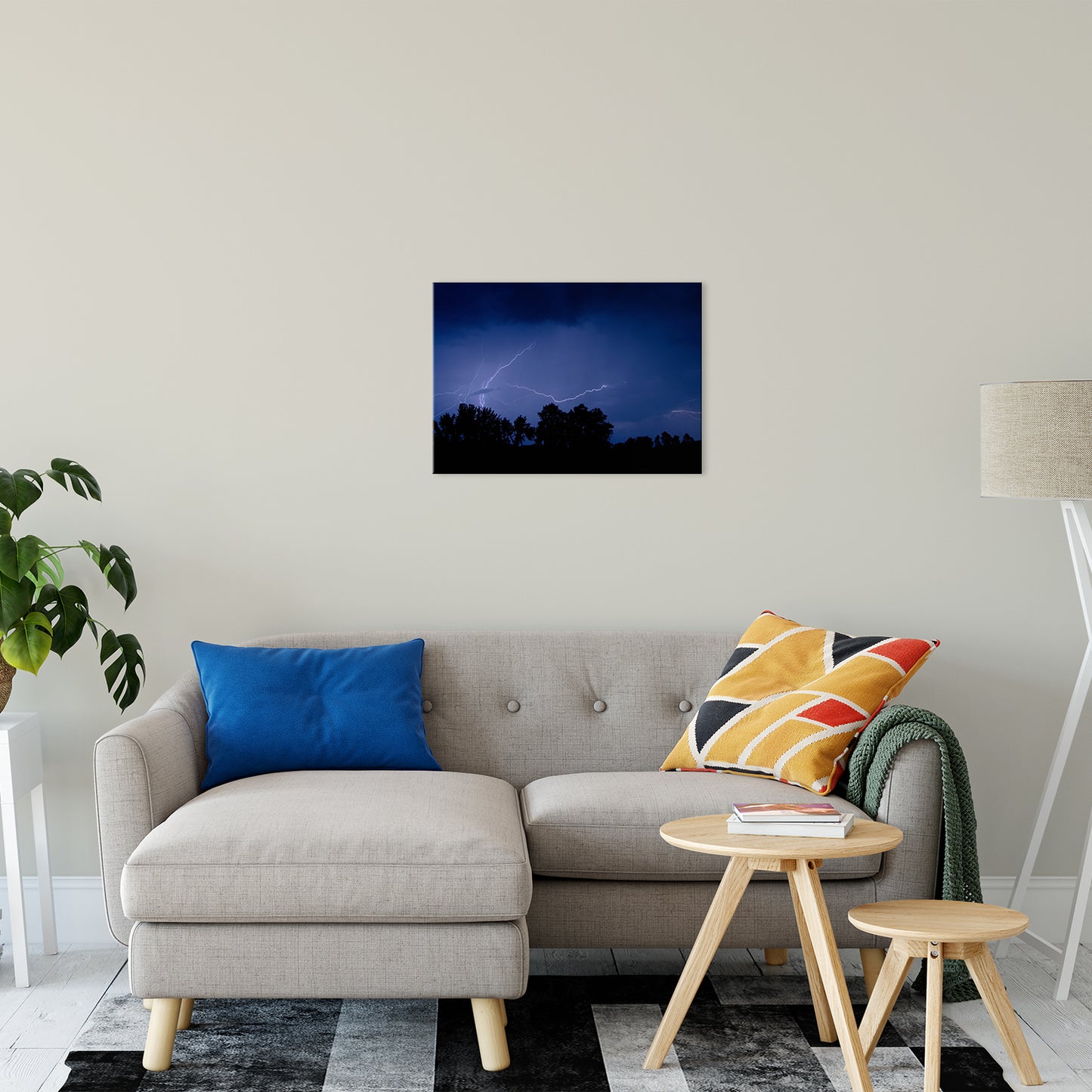 Lightning Over the Valley Night Photo Fine Art Canvas Wall Art Prints 20" x 24" - PIPAFINEART