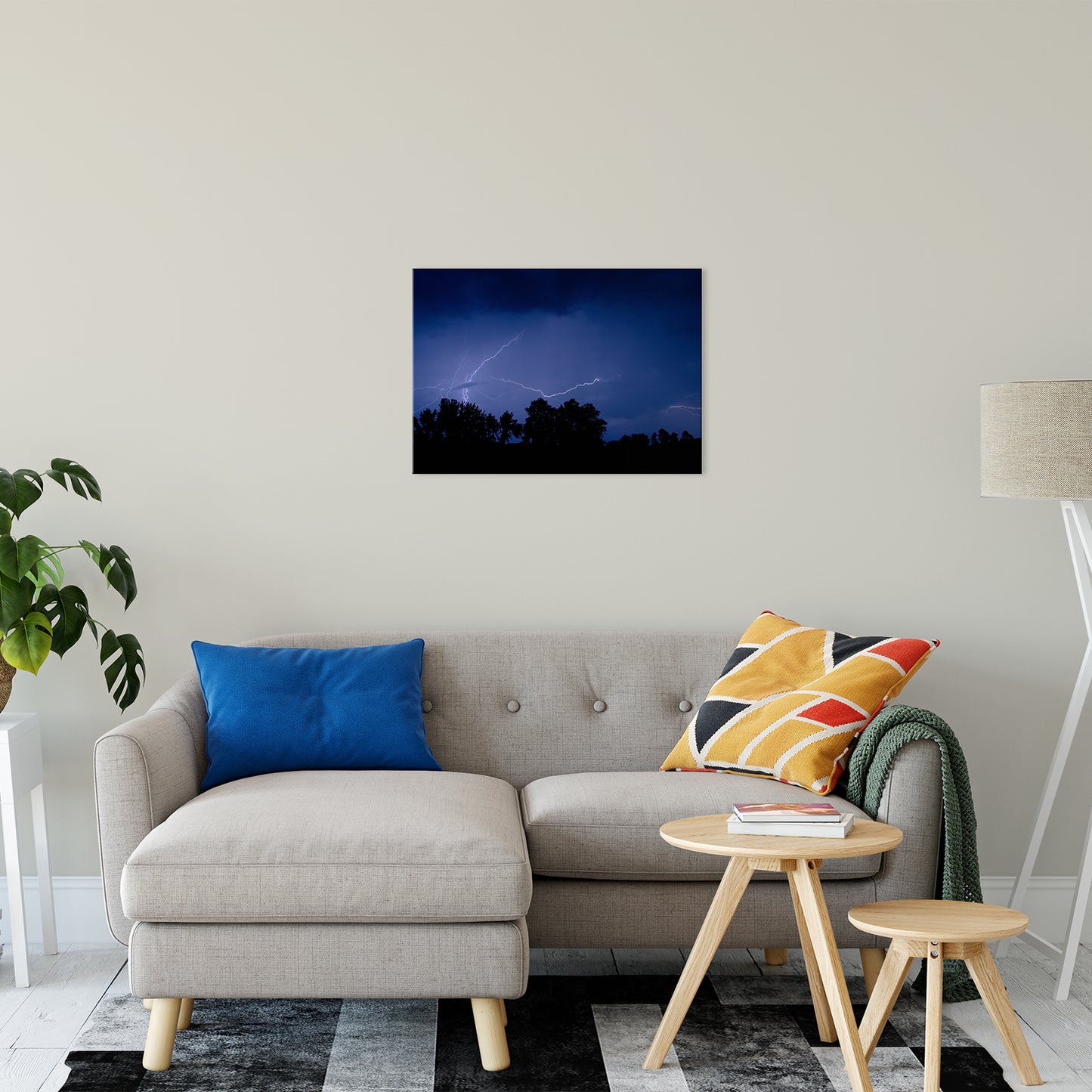 Lightning Over the Valley Night Photo Fine Art Canvas Wall Art Prints 20" x 30" - PIPAFINEART