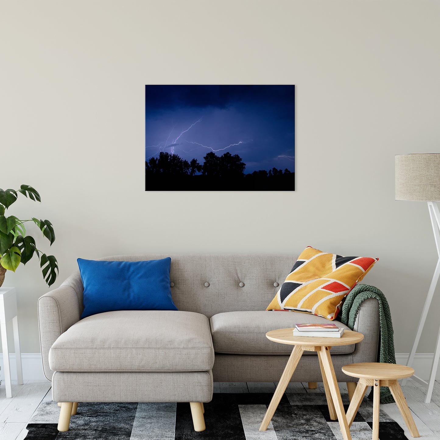 Lightning Over the Valley Night Photo Fine Art Canvas Wall Art Prints 24" x 36" - PIPAFINEART
